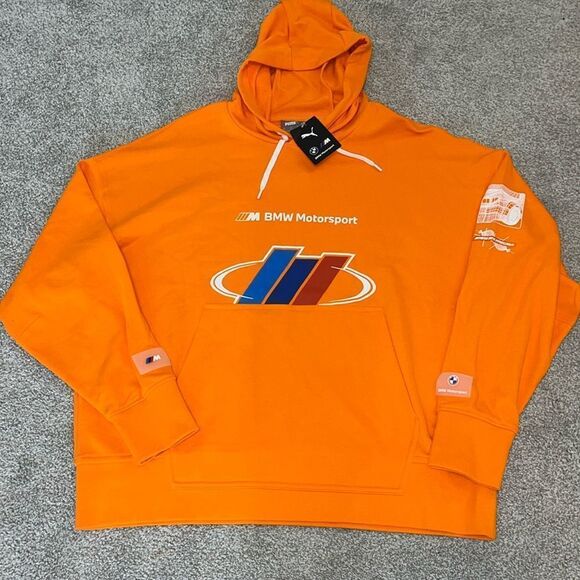 New Vibrant Orange Puma BMW Motorsport MMS Street Hoodie Hooded sweatshirt XXL - Picture 2 of 8
